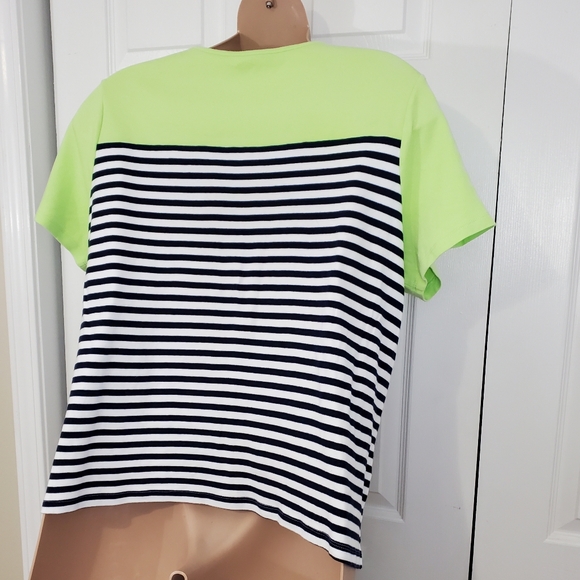 Kim Rogers Curvy Women's Short Sleeve 100% Cotton Stripe Lighthouse Top Size 2X - Picture 7 of 9